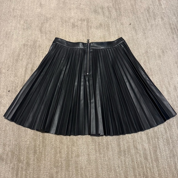 Express Black Pleated Faux Leather A-Line Skirt - Picture 2 of 3